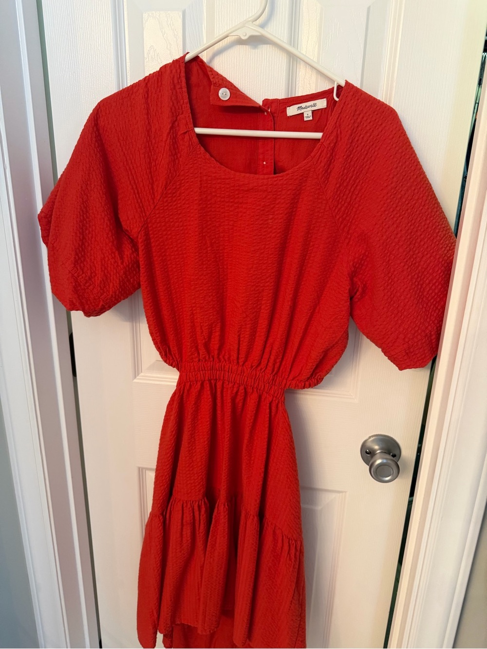 Madewell Red Textured Scoop-Neck Dress